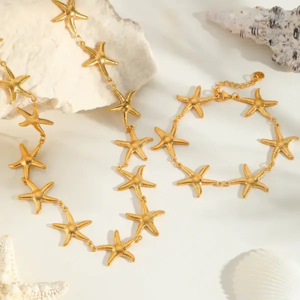 Wholesale Jewelry Casual Beach Simple Style Geometric 304 Stainless Steel 18K Gold Plated Plating Cable Chain Bracelets Necklace