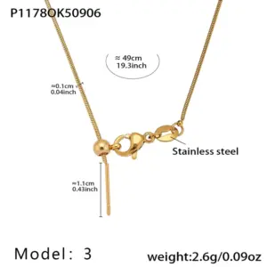 P1178-3 Gold Round Snake Chain Necklace 49cm