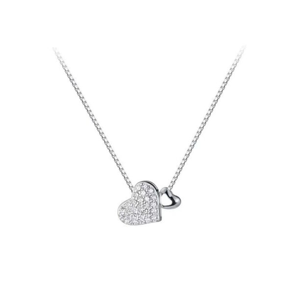 Wholesale Double Heart Zircon Necklace for Women, Light Luxury, Versatile Niche Design, Heart-Shaped Pendant, Clavicle Chain, Jewelry for Girlfriend