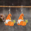 Wholesale Thanksgiving Halloween Pumpkin Wooden Retro Earrings