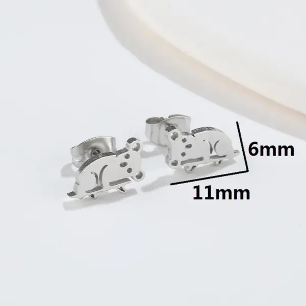 oly-7ebfaf3046ae0bd31be444eae1dfe8f4 Wholesale PVD Coated 18K Gold Real Gold Plated Animal 304 Stainless Steel Fashion Waterproof Non Tarnish Ear Studs