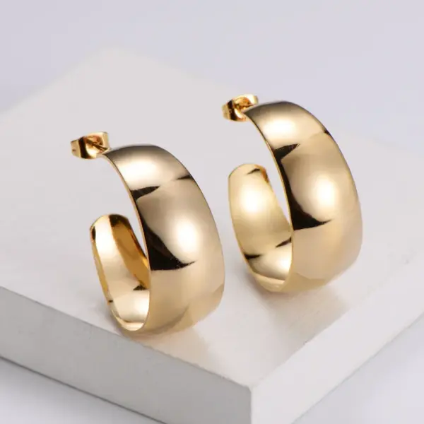 PVD Coated 18K Gold Plated Geometric Stainless Steel Simple Style Waterproof Non Tarnish Earrings