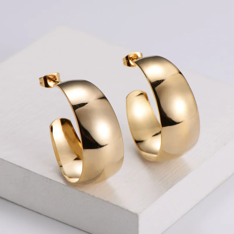 Wholesale PVD Coated 18K Gold Plated Geometric Stainless Steel Simple Style Waterproof Non Tarnish Earrings