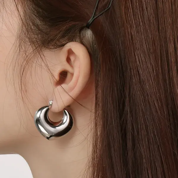 Wholesale PVD Coated 18K Gold Plated Geometric 304 Stainless Steel Simple Style Waterproof Non Tarnish Earrings Ear Studs