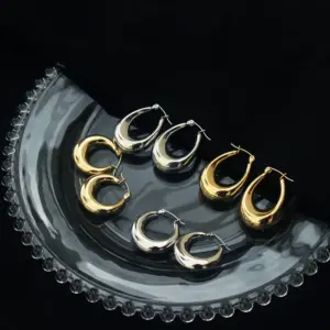 Fashion Solid Color Titanium Steel Hoop Earrings 1 Pair