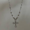oly-7ecf63967df912a20951d7dd621d5129 Wholesale Full Diamond Cross Pearl Necklace Isn Style Hip-Hop Niche Stylish Punk Summer Jewelry Aessories