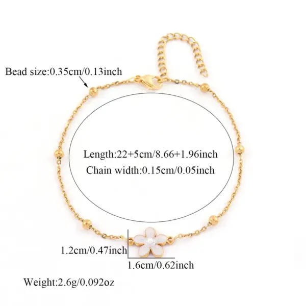 Wholesale 1 Piece Elegant Sweet Classic Style Flower 304 Stainless Steel Copper Waterproof Non Tarnish PVD Coated Real Gold Plated Women's Anklet