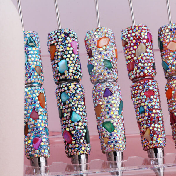 Wholesale Cross-Border Direct Selling Colorful Gemstone Diamond Beaded Pen Exotic Style Shell Diamond Decorative Beaded Pen DIY Jewelry Pen