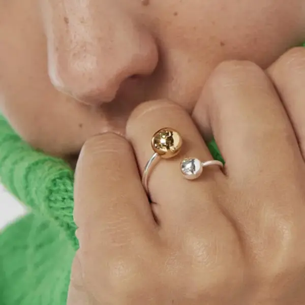 Wholesale Jewelry Fashion Ball Solid Color 304 Stainless Steel PVD Coated Plating Open Ring