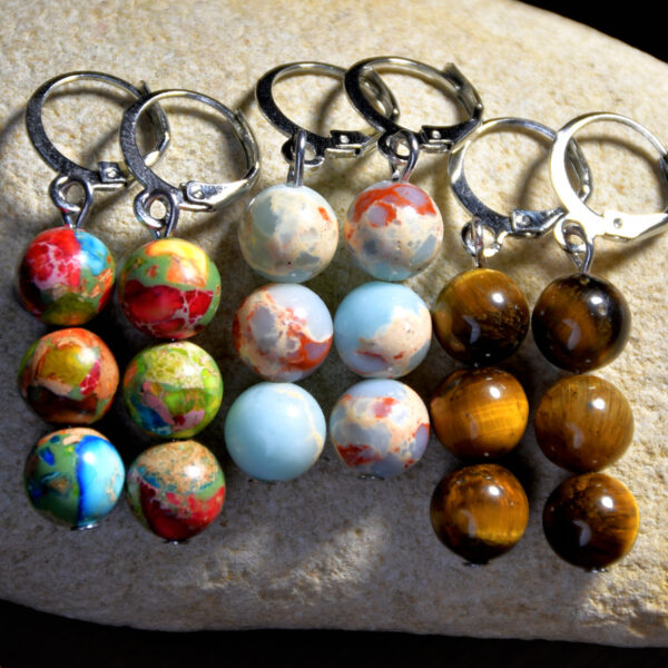 Wholesale Bohemian style natural stone earrings women's design sense niche color agate high sense earrings manufacturers