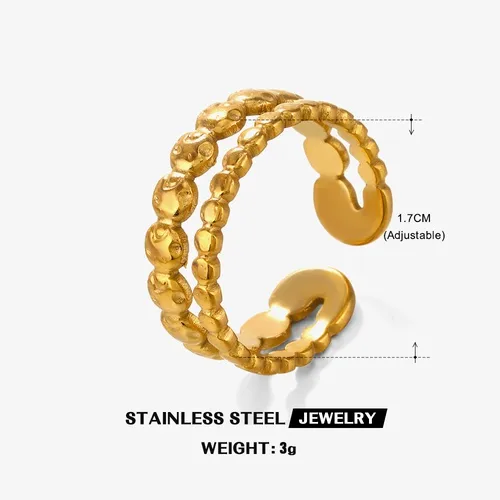 PVD Coated 18K Gold Plated Lines 304 Stainless Steel Simple Style Waterproof Non Tarnish Open Rings