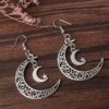 Wholesale European and American new earrings retro alloy hollow moon crescent earrings trend double Crescent earrings