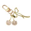 Wholesale European and American Jewelry Simulation Crystal Cherry Keychain Bag Hanging Bow Pendant Design Sense Fruit Key Chain