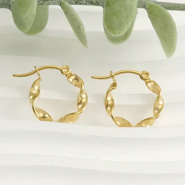 Wholesale Simple Style Solid Color Twist Titanium Steel Hoop Earrings 1 Pair