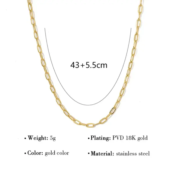 oly-7ef23ca20f05b43729d9f28576d55c8f Wholesale PVD Coated 18K Gold Real Gold Plated Geometric 304 Stainless Steel Simple Style Waterproof Non Tarnish 304 Stainless Steel Necklace