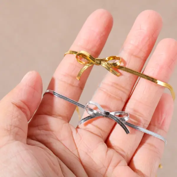 Wholesale Jewelry Elegant Streetwear Bow Knot 304 Stainless Steel Gold Plated Plating Stainless Steel Necklaces