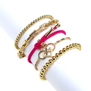 Wholesale Letter Infinite Heart Shaped Diamond Creative Jewelry Copper Bracelet Mother Gift