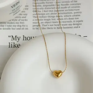 Wholesale Simple Style Heart Shape Titanium Steel Plating Pendant Necklace