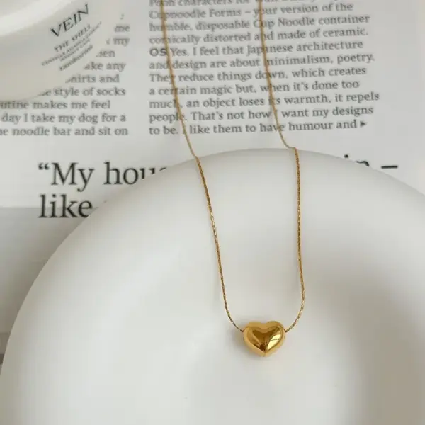 Wholesale Simple Style Heart Shape Titanium Steel Plating Pendant Necklace