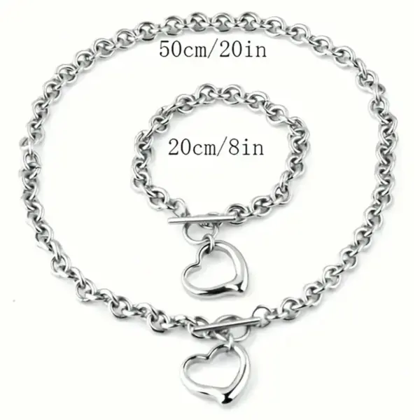 Wholesale Jewelry Casual Hip-Hop Simple Style Heart Shape Titanium Steel Bracelets Necklace