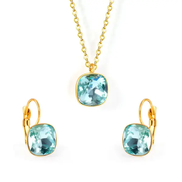 Wholesale Jewelry Fashion Geometric Stainless Steel Artificial Gemstones Earrings Necklace