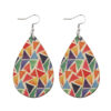Wholesale Geometric colorful triangle earrings double-sided wooden teardrop earrings female Bohemian earrings
