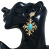 oly-7f180e534b638857eea4739195c760a1 Wholesale Korean Dongdaemun Retro Baroque Cross Stud Earrings for Women - Trendy and Fashionable Turquoise Gemstone Earrings