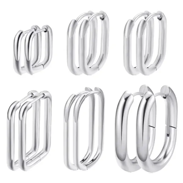 Wholesale Hot Sale Rectangular Line Cylinder Stainless Steel Earrings Titanium Steel Ear Clips Elegant K Gold Plated Unisex Earrings