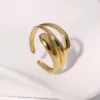 304 Stainless Steel Geometric PVD Coated Stone-Free Real Gold Plated Modern Style Simple Style IG Style Waterproof Non Tarnish Open Rings