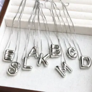 Wholesale Simple Style Classic Style Letter Copper Silver Plated Pendant Necklace In Bulk