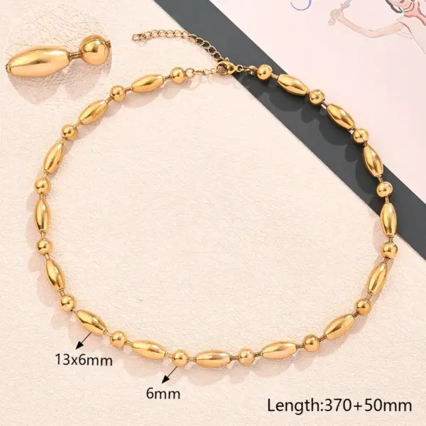 Wholesale Jewelry Modern Style Simple Style Round Oval Solid Color 304 Stainless Steel 18K Gold Plated Polishing Plating Necklace