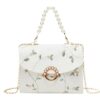 Wholesale Casual and Fashionable Pearl Satchel Small Square Bag for Women 2025 New Embroidered Pearl Magnetic Buckle Chain Single Shoulder Diagonal Small Square