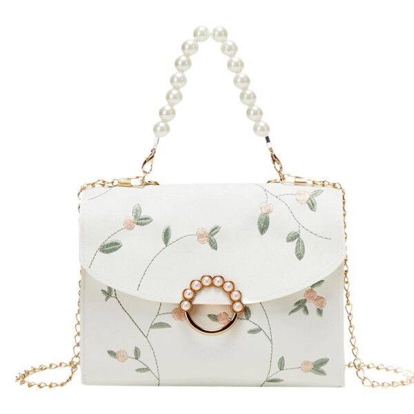 Wholesale Casual and Fashionable Pearl Satchel Small Square Bag for Women 2025 New Embroidered Pearl Magnetic Buckle Chain Single Shoulder Diagonal Small Square