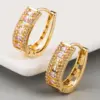 Wholesale Korean Earrings Female Earrings Copper Inlaid Zircon Plating 18k Real Gold Gold French Earrings