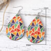 Wholesale Geometric colorful triangle earrings double-sided wooden teardrop earrings female Bohemian earrings
