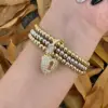 Wholesale Jewelry Casual Simple Style Pentagram Heart Shape Brass 18K Gold Plated Bracelets Beaded Chain