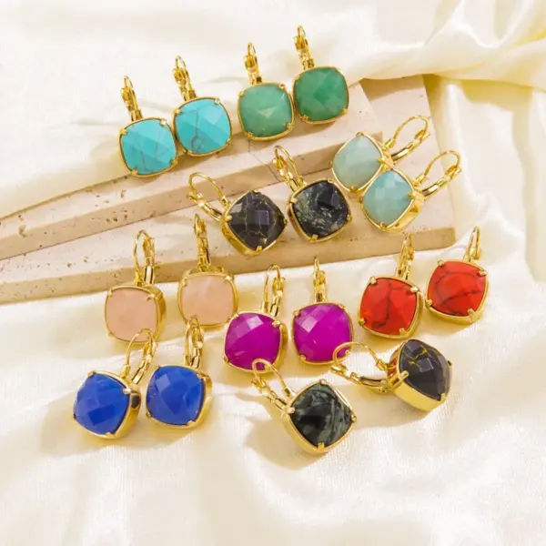 Wholesale PVD Coated 14K Gold Real Gold Plated Geometric 304 Stainless Steel Classical Simple Style Waterproof Non Tarnish Drop Earrings