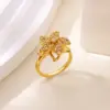 Wholesale Unique Design Rotatable Small Sunflower Ring 18K Gold Plated Stress Relief Style Birthday Festival Gift Elegant Classical Romantic Modern Sweet