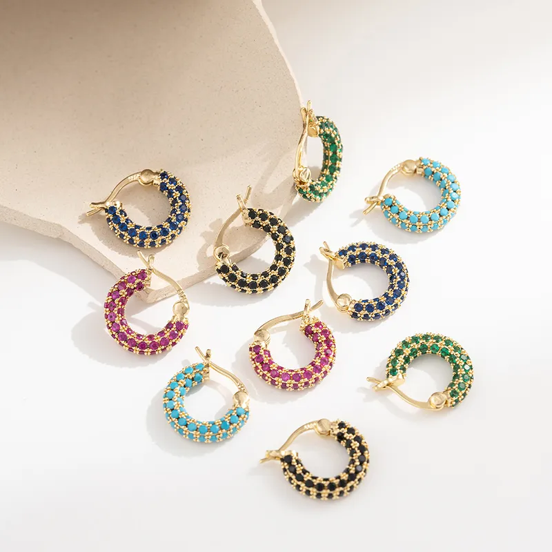 Wholesale 1 Pair Classic Style Circle Plating Inlay Copper Zircon Gold Plated Earrings
