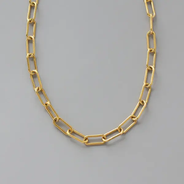 Wholesale PVD Coated Real Gold Plated 18K Gold Geometric 304 Stainless Steel Fashion Waterproof Non Tarnish 304 Stainless Steel Necklace