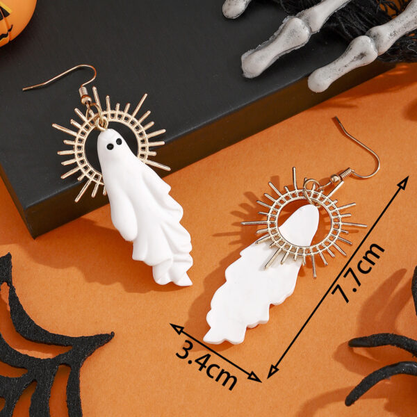 Wholesale Cross-Border European and American Retro White Ghost Halo Pendant Earrings Bohemian Style Geometric Ghost Fashion Earrings