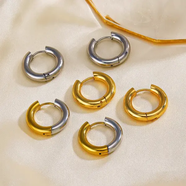 Wholesale PVD Coated 18K Gold Plated Color Block 304 Stainless Steel Simple Style Waterproof Non Tarnish Earrings