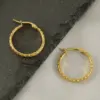 oly-7f413de9906fa833c7eba99f3b0da326 Wholesale PVD Coated 18K Gold Plated Round Stainless Steel Retro Simple Style Waterproof Non Tarnish Hoop Earrings
