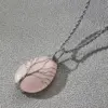 Wholesale Fashion Water Drop Shaped Natural Stone Pendant Winding Stainless Steel Chain Necklace