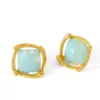 Wholesale Elegant Geometric Resin Embedded 18K Gold Plated Stainless Steel C-Shaped Flower Ear Studs Casual Chic Simple Style For Women