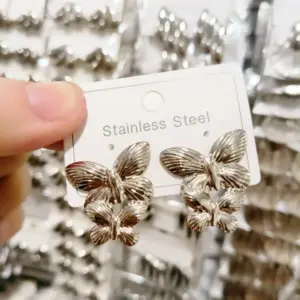 Steel Color Earrings 063 / 18k