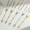 Wholesale 304 Stainless Steel Gold Plated Vacuum Electroplating (In Furnace) Gold Steel Color Cross Heart Shape Religious Simple Style Women's Necklace