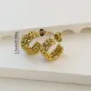 Wholesale 304 Stainless Steel C Shape Electroplated 18K Gold Plated Simple Style Ear Studs