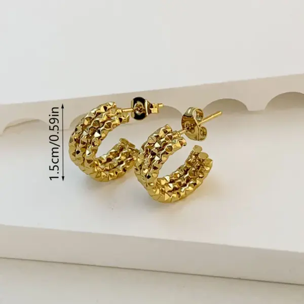 Wholesale 304 Stainless Steel C Shape Electroplated 18K Gold Plated Simple Style Ear Studs