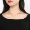 Wholesale PVD Coated 18K Gold Plated Heart Shape Titanium Steel Simple Style Waterproof Non Tarnish Titanium Steel Pendant Necklace